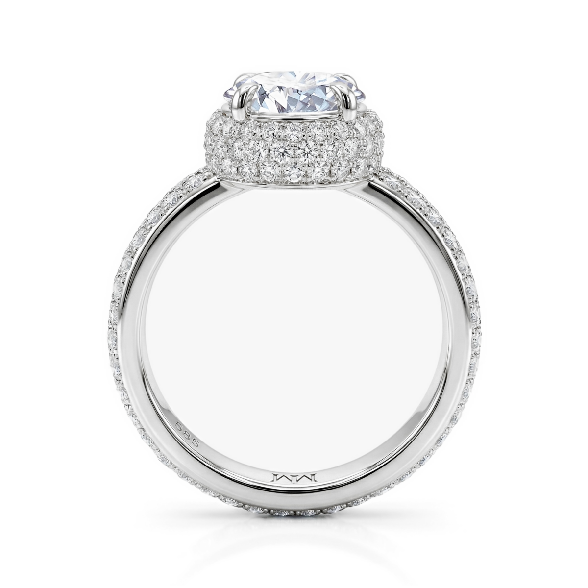 Lustrella - Anillo de compromiso de moissanita con halo y aro en pavé