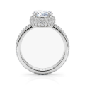 Lustrella - Anillo de compromiso de moissanita con halo y aro en pavé