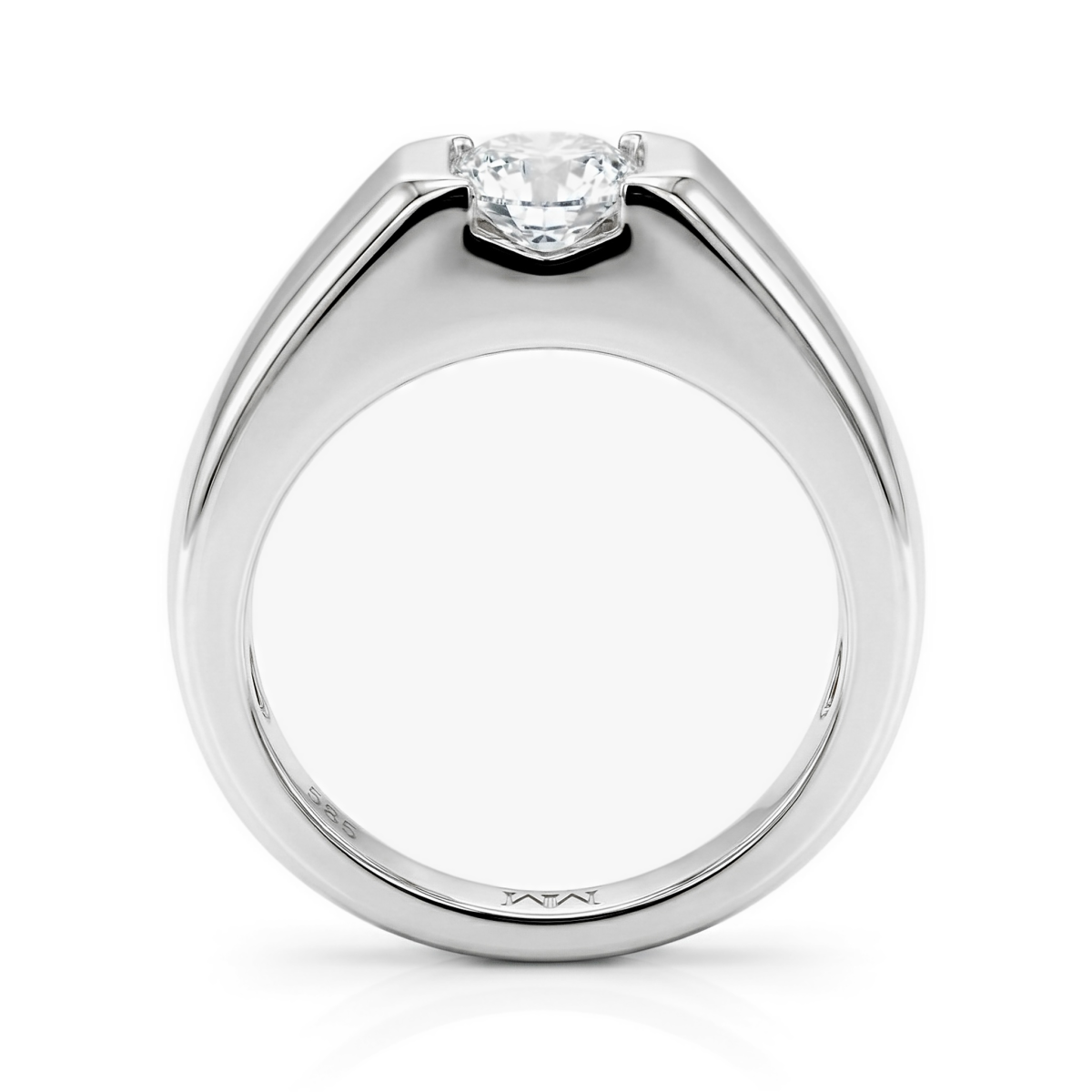 Vortex - Anillo de moissanita para hombre con engaste moderno en bisel inspirado en el engaste en tensión