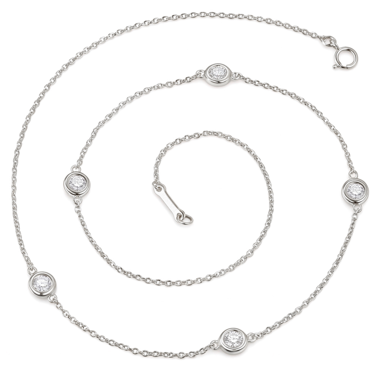 Circa - Collar de moissanita con engaste en bisel y eslabones ajustables