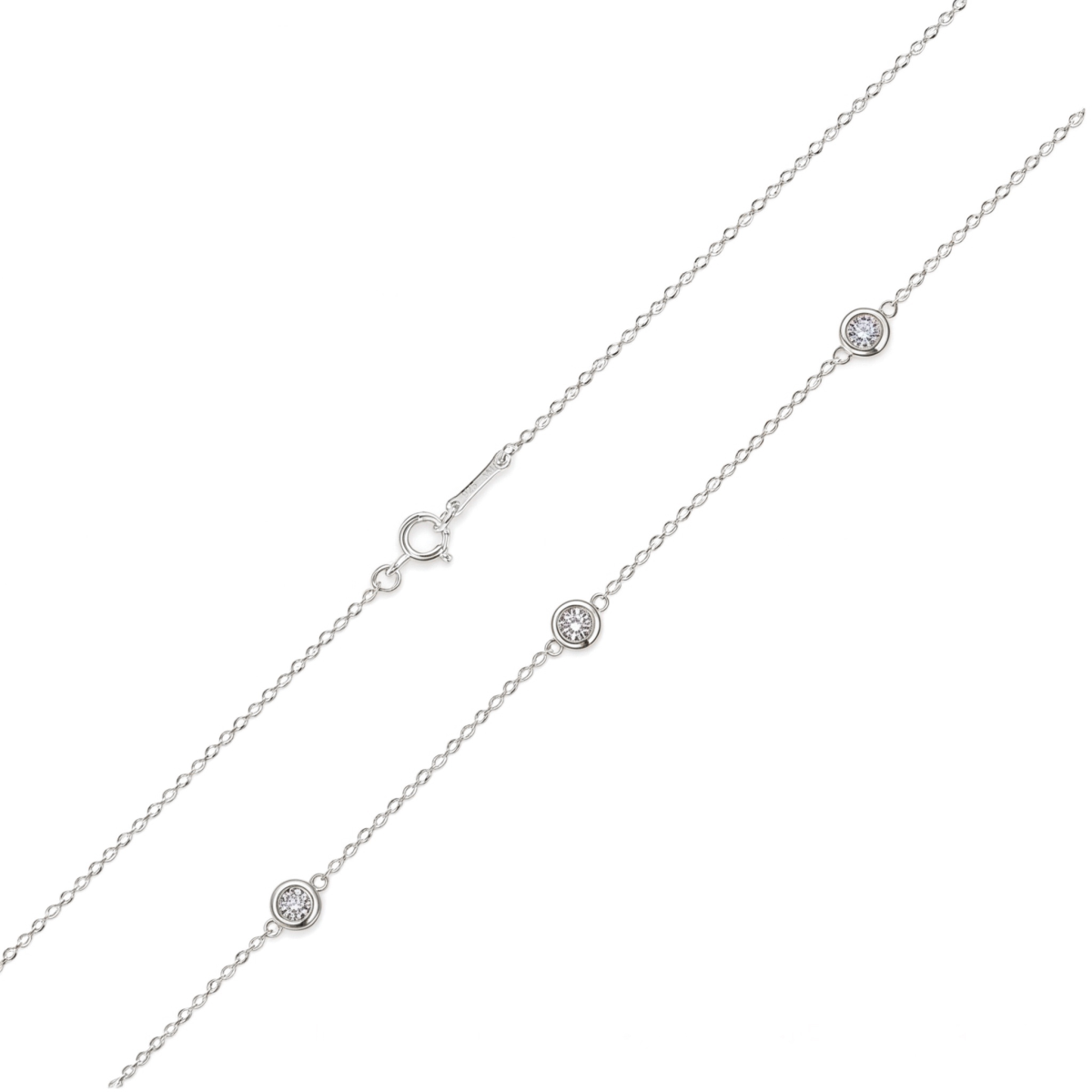 Circa - Collar de moissanita con engaste en bisel y eslabones ajustables