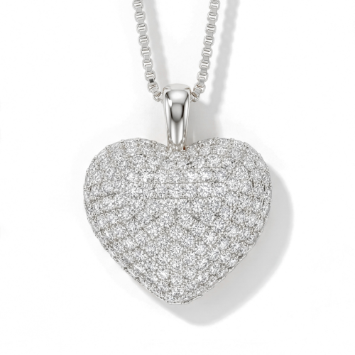 Serenade - Colgante de moissanita en forma de corazón con pavé