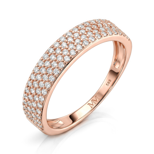 Glissade - Anillo de moissanita con engaste pavé y aro que se estrecha