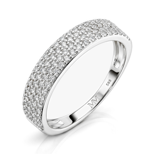 Glissade - Anillo de moissanita con engaste pavé y aro que se estrecha