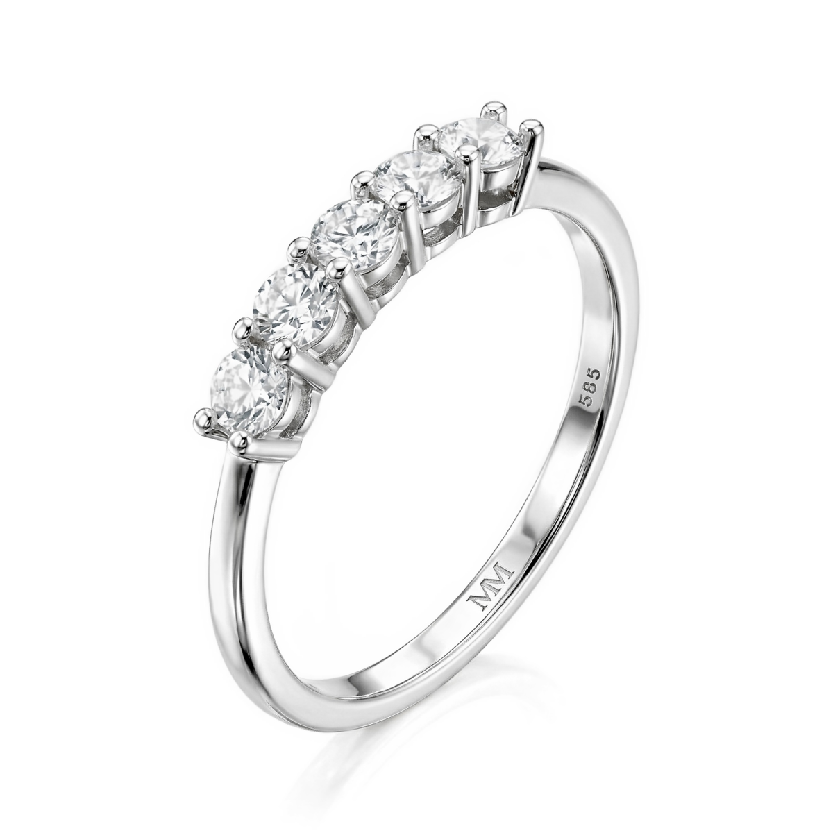 Quintella - Anillo de aniversario de moissanita de 5 piedras