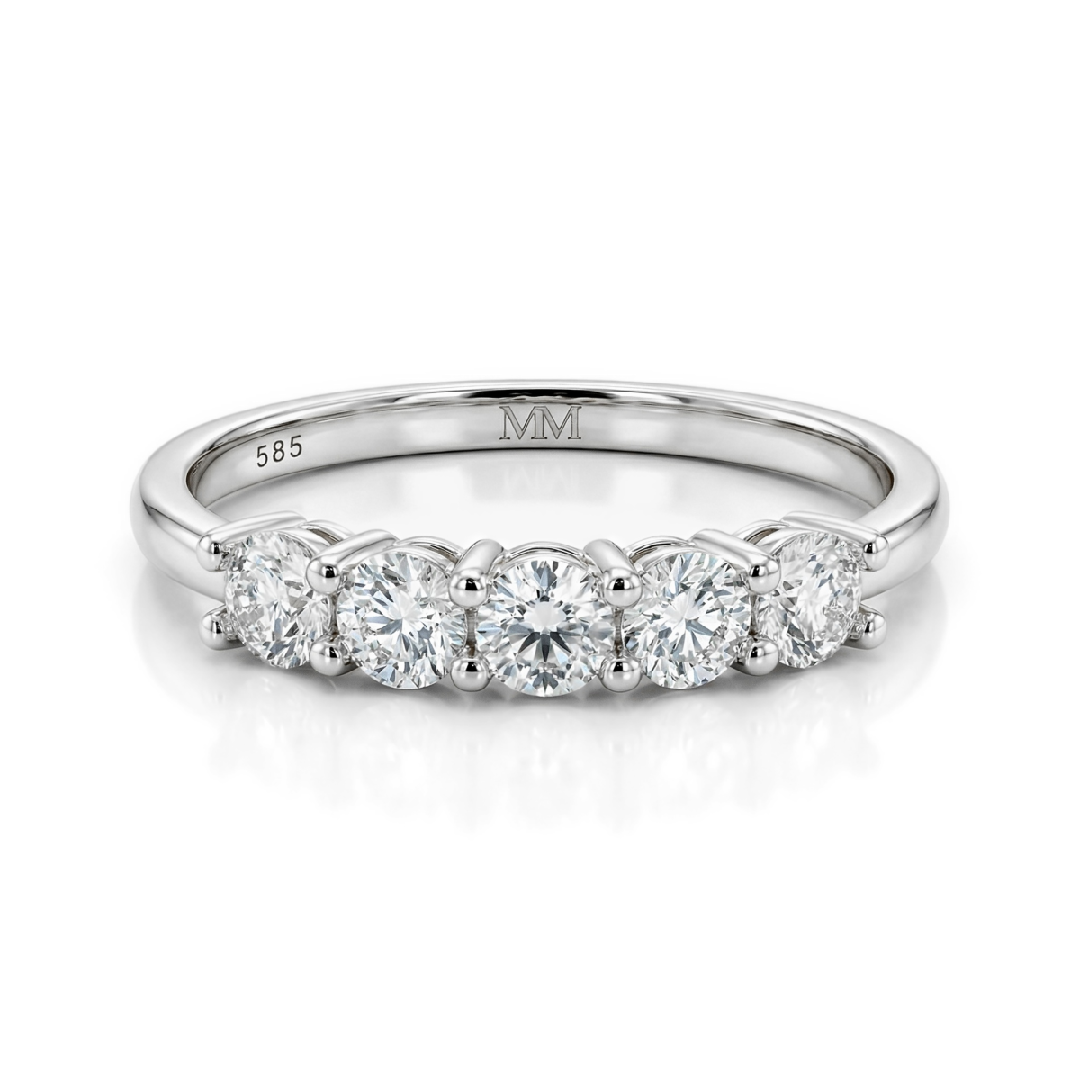 Quintella - Anillo de aniversario de moissanita de 5 piedras