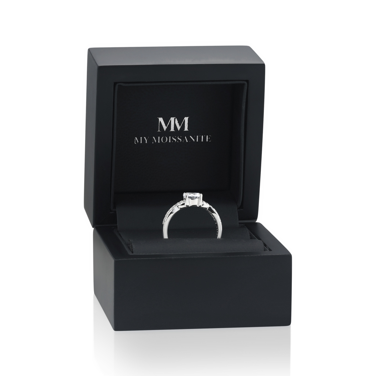 Verity - Anillo de Compromiso de Moissanita con Aro Entrelazado