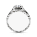 Paragone - Anillo de compromiso de moissanita de talla princesa con halo y aro texturizado