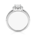 Dynara - Anillo de compromiso de moissanita con halo y aro en pavé