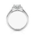 Amoria - Anillo de compromiso de moissanita talla corazón con halo y piedras laterales en engaste pavé