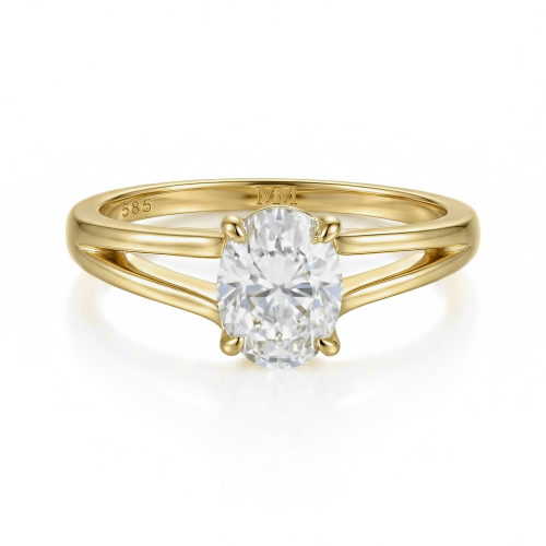 Grace – Anillo de doble brazo de moissanita de talla oval