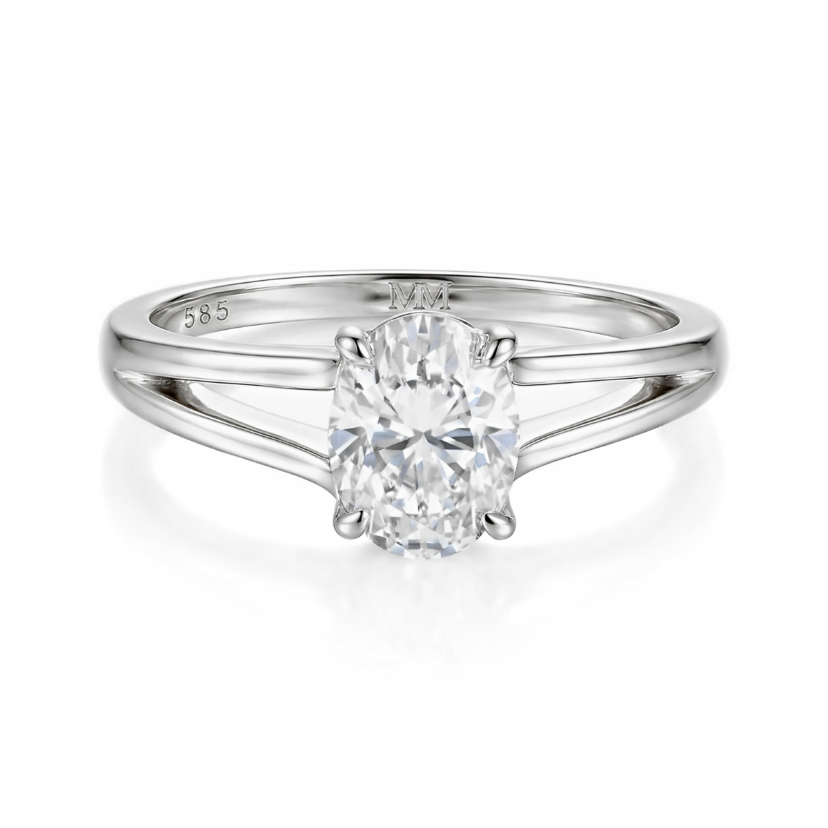Grace - Anillo de Moissanita de Talla Oval con Doble Brazo