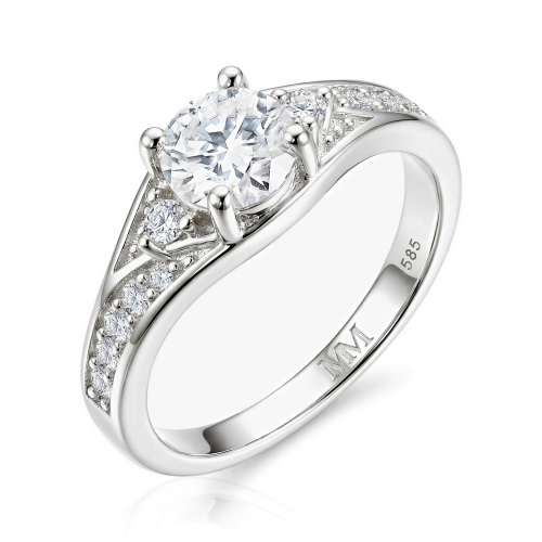 Seraphis - Anillo de Compromiso de Moissanita con Piedras Laterales