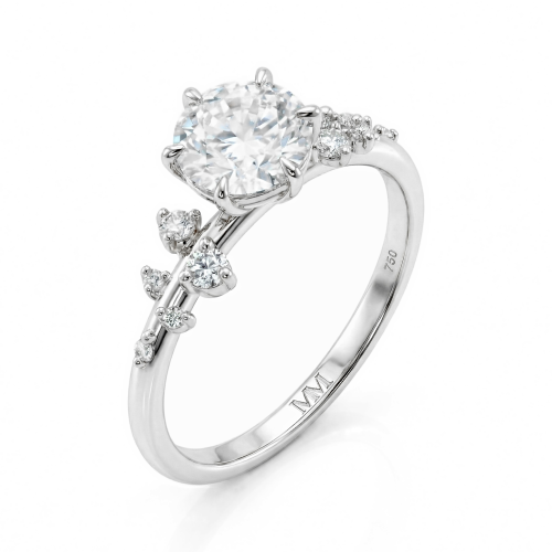Aurora - Anillo de moissanita con piedras laterales minimalistas