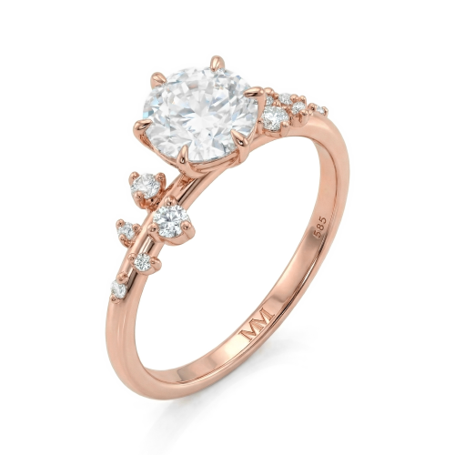 Aurora - anillo de moissanita con piedras laterales de estilo minimalista