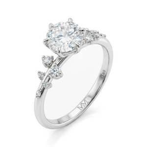 Aurora - anillo de moissanita con piedras laterales de estilo minimalista