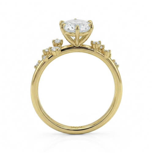 Aurora - anillo de moissanita con piedras laterales de estilo minimalista