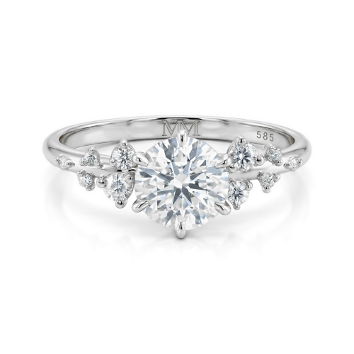 Aurora - anillo de moissanita con piedras laterales de estilo minimalista