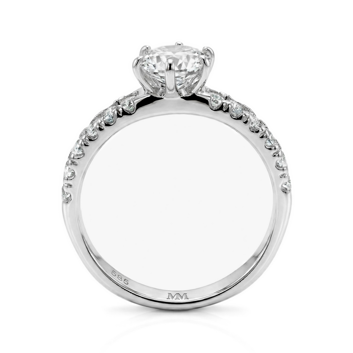 Serena - Anillo de Moissanita con Doble Pavé de Piedras Laterales