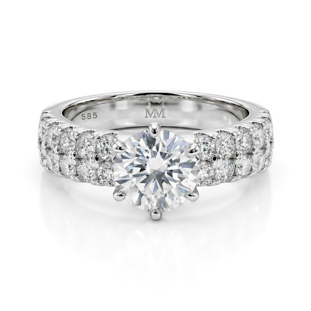Serena - Anillo de Moissanita con Doble Pavé de Piedras Laterales