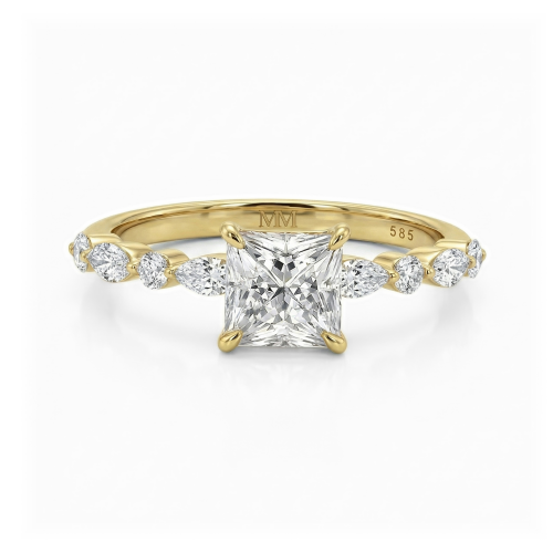 Ava - anillo de moissanita de talla princesa