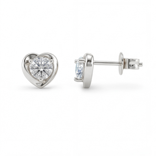 Luster – Pendientes de botón de moissanita en forma de corazón