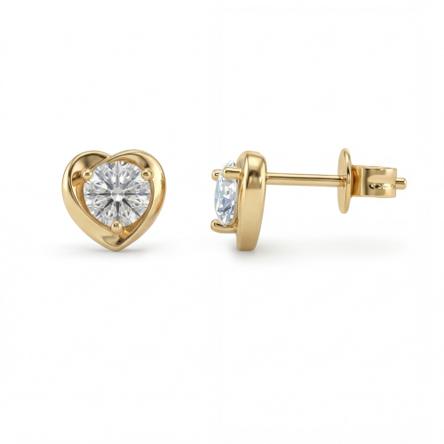 Luster – pendientes de botón de moissanita de talla corazón