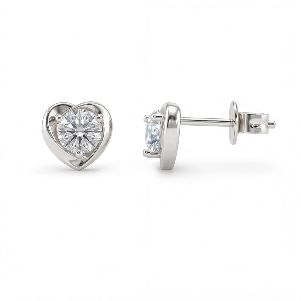 Luster - Pendientes de botón de moissanita con talla corazón