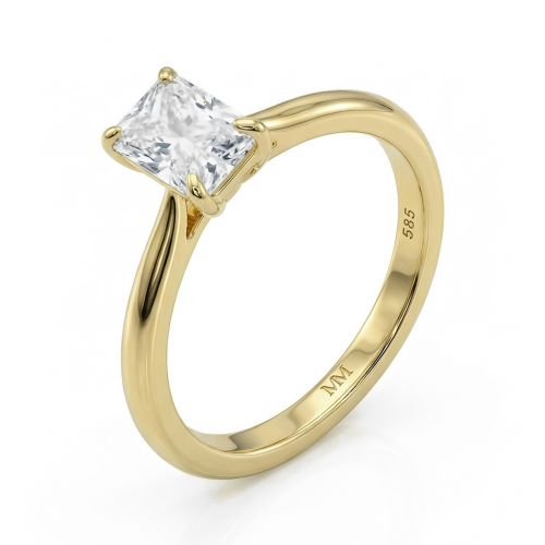 Lustra – Anillo Solitario de Moissanita de Talla Radiante