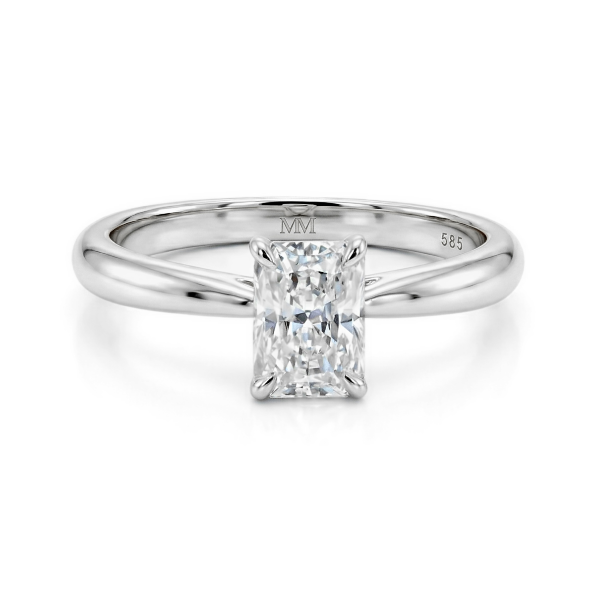 Lustra - Anillo Solitario de Moissanita de Talla Radiante