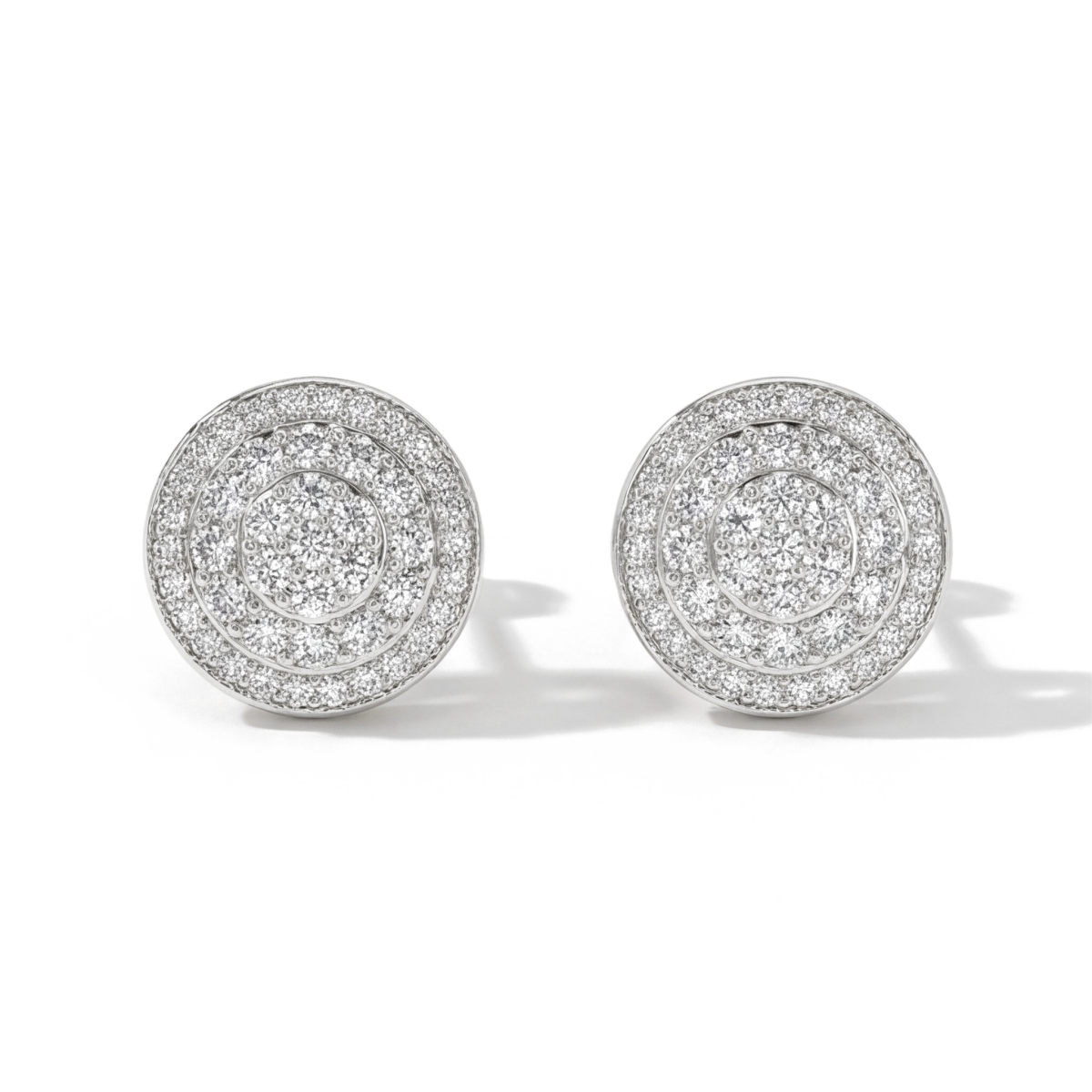 Round Clusters - Pendientes de botón de moissanita con engaste pavé