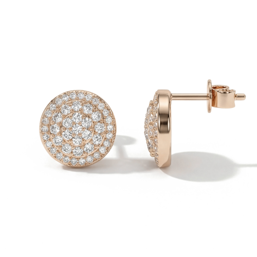 Round Clusters - Pendientes de botón de moissanita con engaste pavé