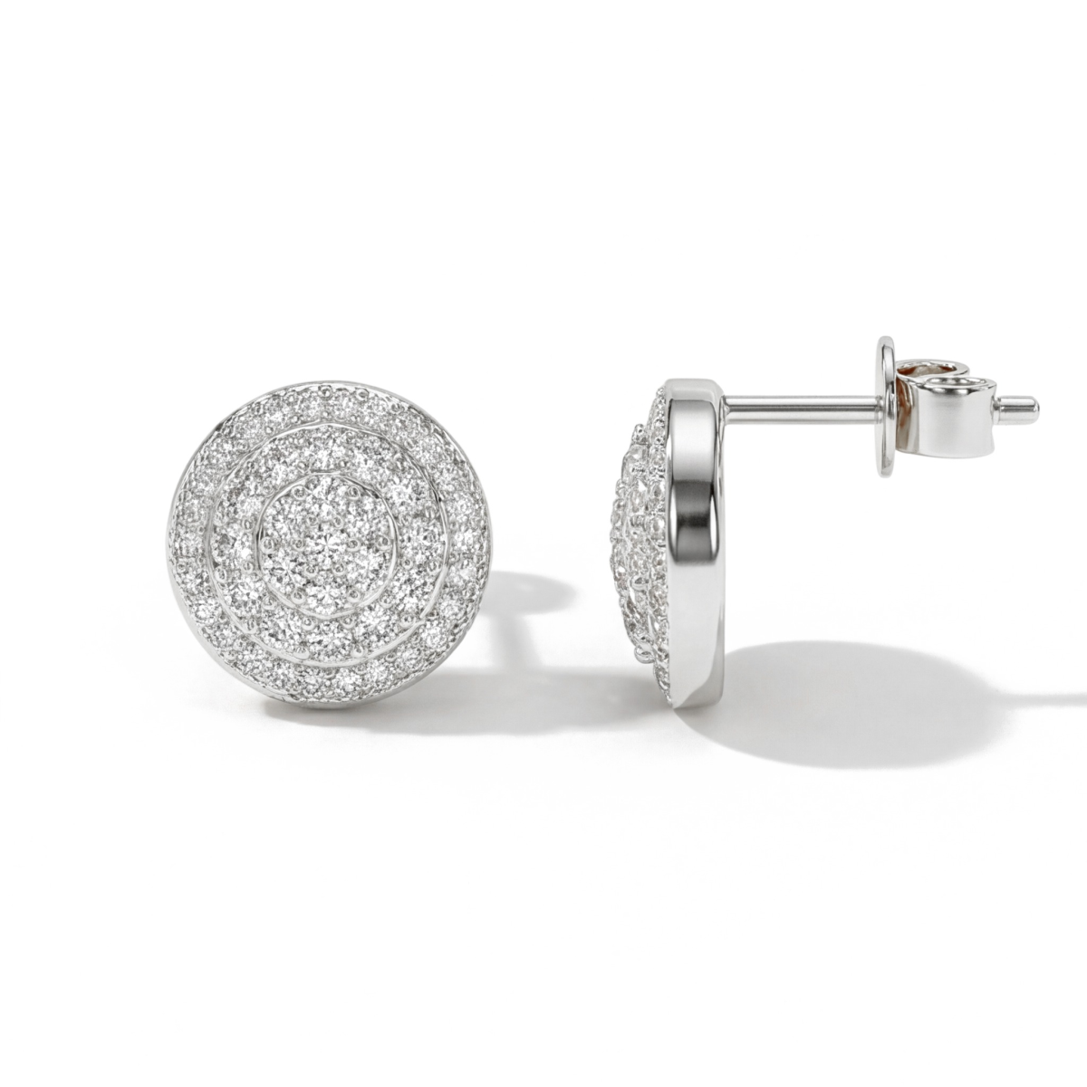 Round Clusters - Pendientes de botón de moissanita con engaste pavé