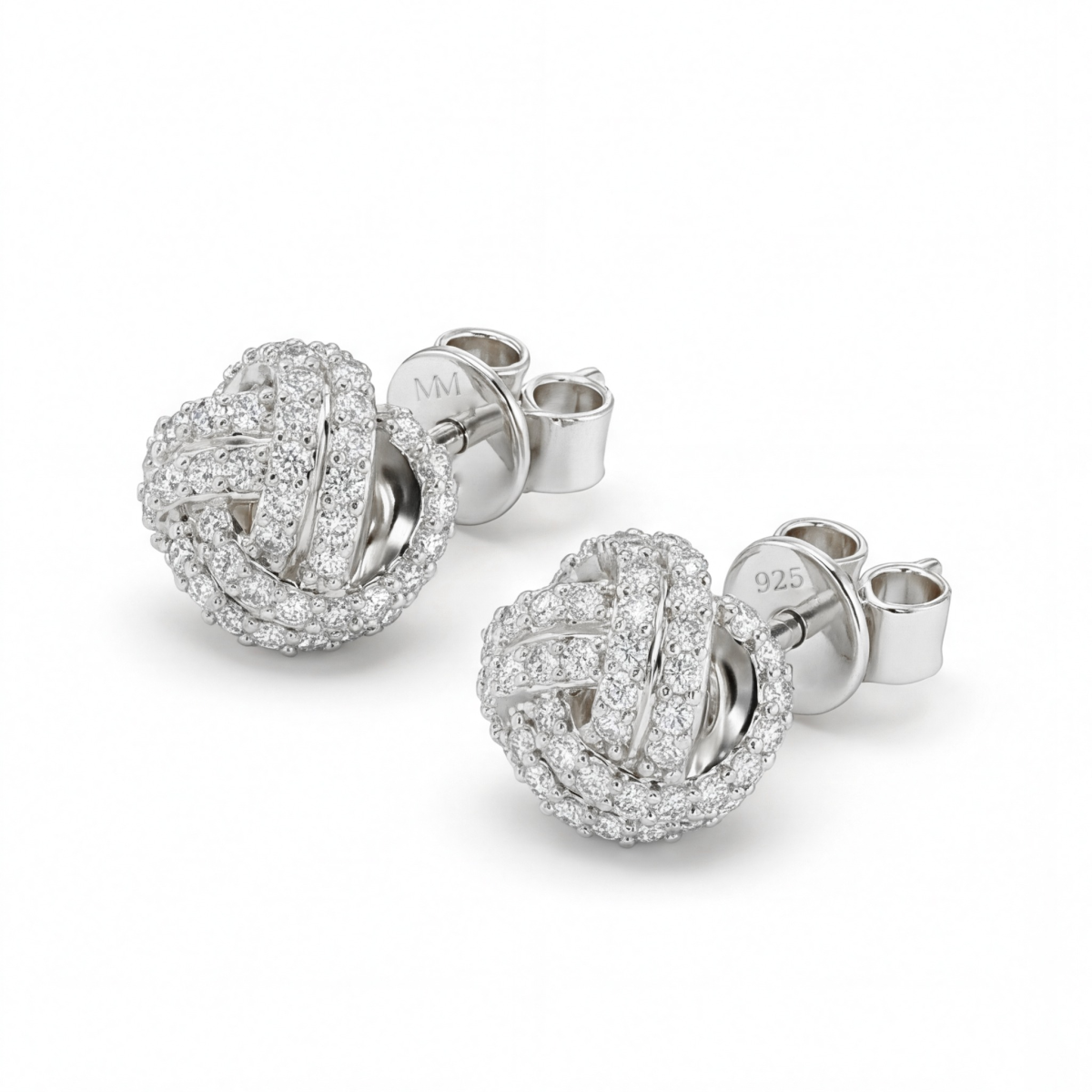 Cluster Spheres - Pendientes de Botón de Moissanita con Engaste Pavé