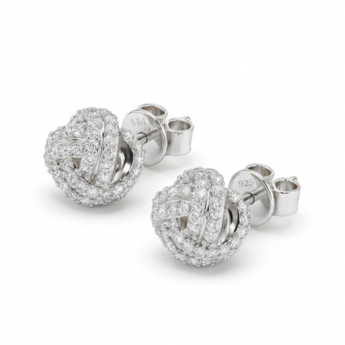 Cluster Spheres - Pendientes de botón de moissanita con engaste pavé