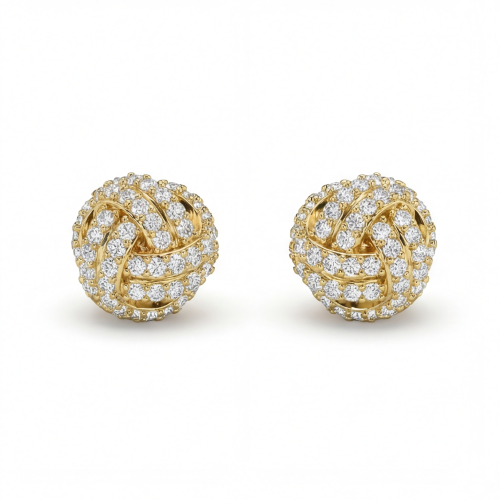 Cluster Spheres - Pendientes de botón de moissanita con engaste pavé