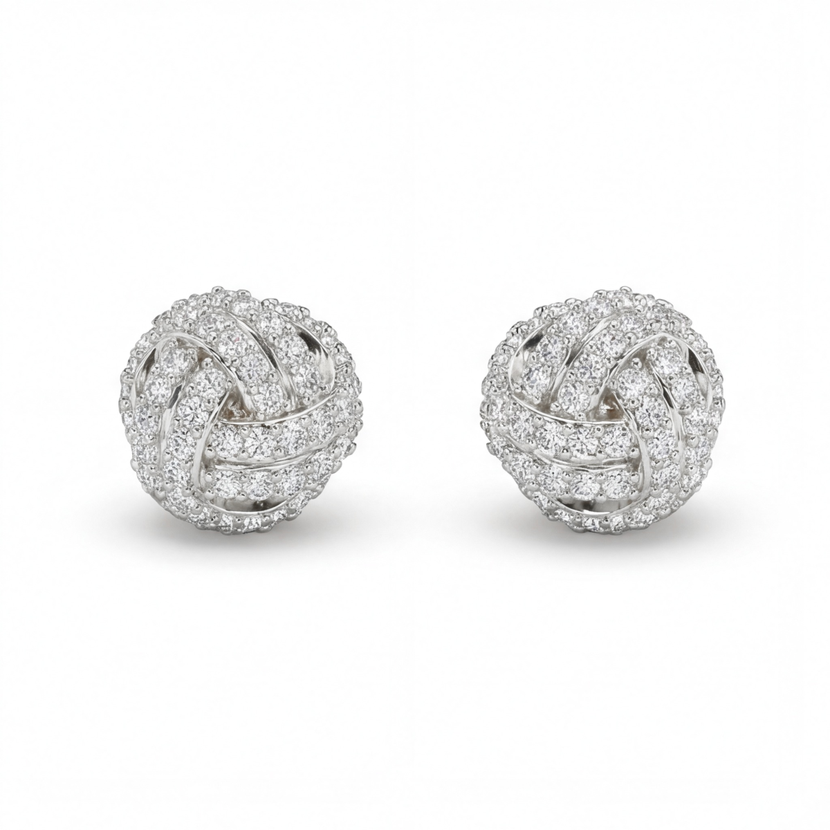 Cluster Spheres - Pendientes de Botón de Moissanita con Engaste Pavé