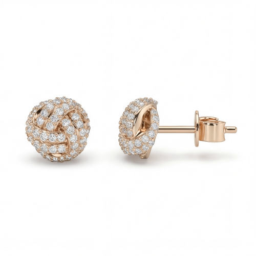 Cluster Spheres - Pendientes de botón de moissanita con engaste pavé