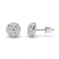 Cluster Spheres - Pendientes de Botón de Moissanita con Engaste Pavé