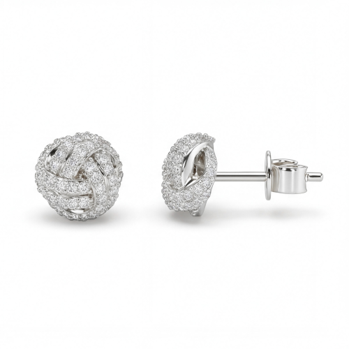 Cluster Spheres - Pendientes de botón de moissanita con engaste pavé