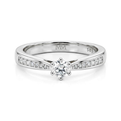 Sophia - anillo de compromiso de moissanita con piedras laterales en pavé