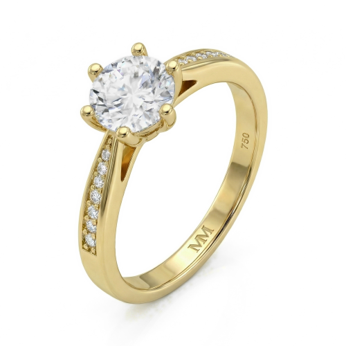 Sophia - Anillo de compromiso de moissanita con piedras laterales en pavé