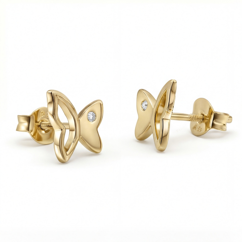 Butterfly Beauty - Pendientes de botón de moissanita