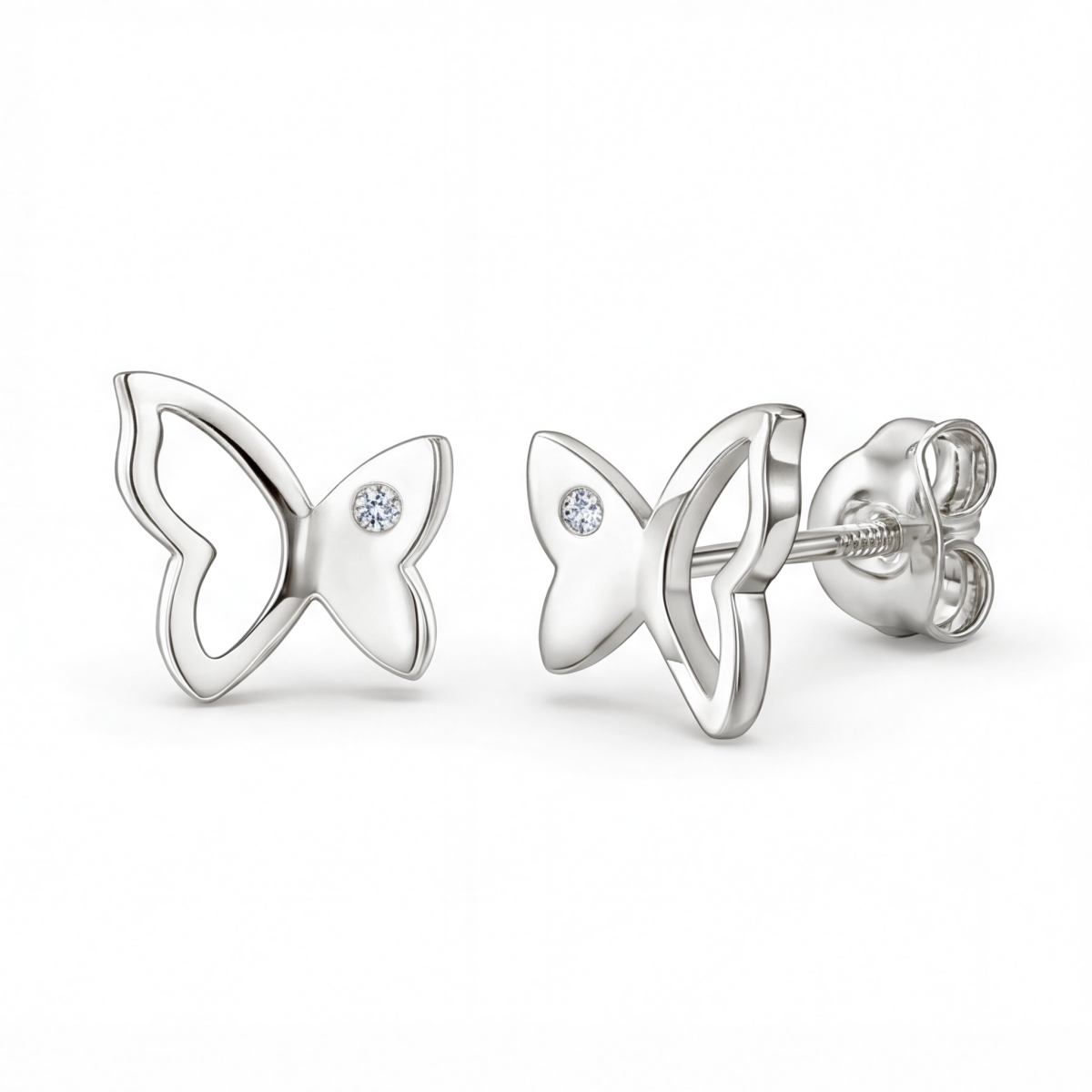 Butterfly Beauty - Pendientes de botón de moissanita
