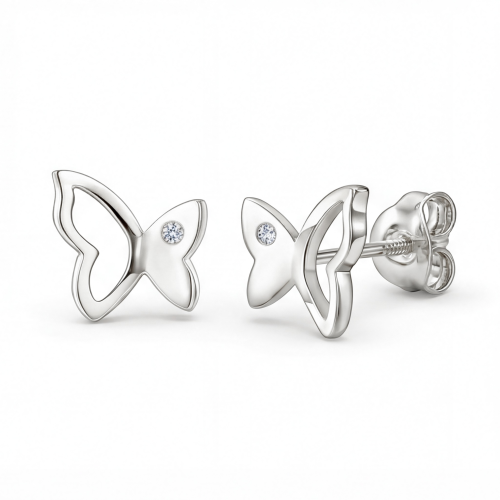 Butterfly Beauty - Pendientes de botón de moissanita