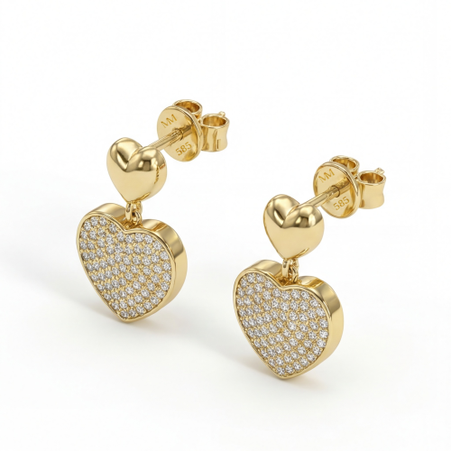 Hearts of Pavé - Pendientes colgantes de moissanita con engaste pavé