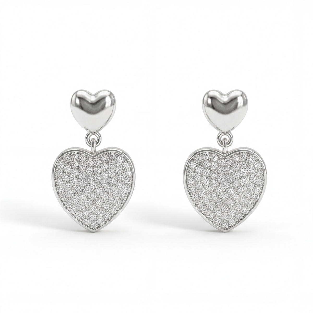 Hearts of Pavé - Pendientes colgantes de moissanita con engaste pavé