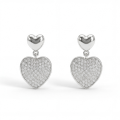 Hearts of Pavé - Pendientes colgantes de moissanita con engaste pavé
