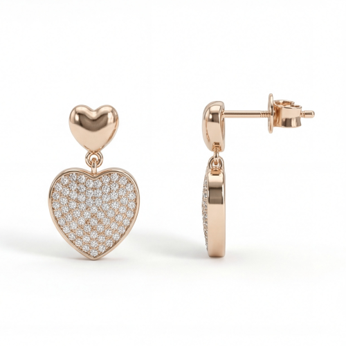 Hearts of Pavé - Pendientes colgantes de moissanita con pavé