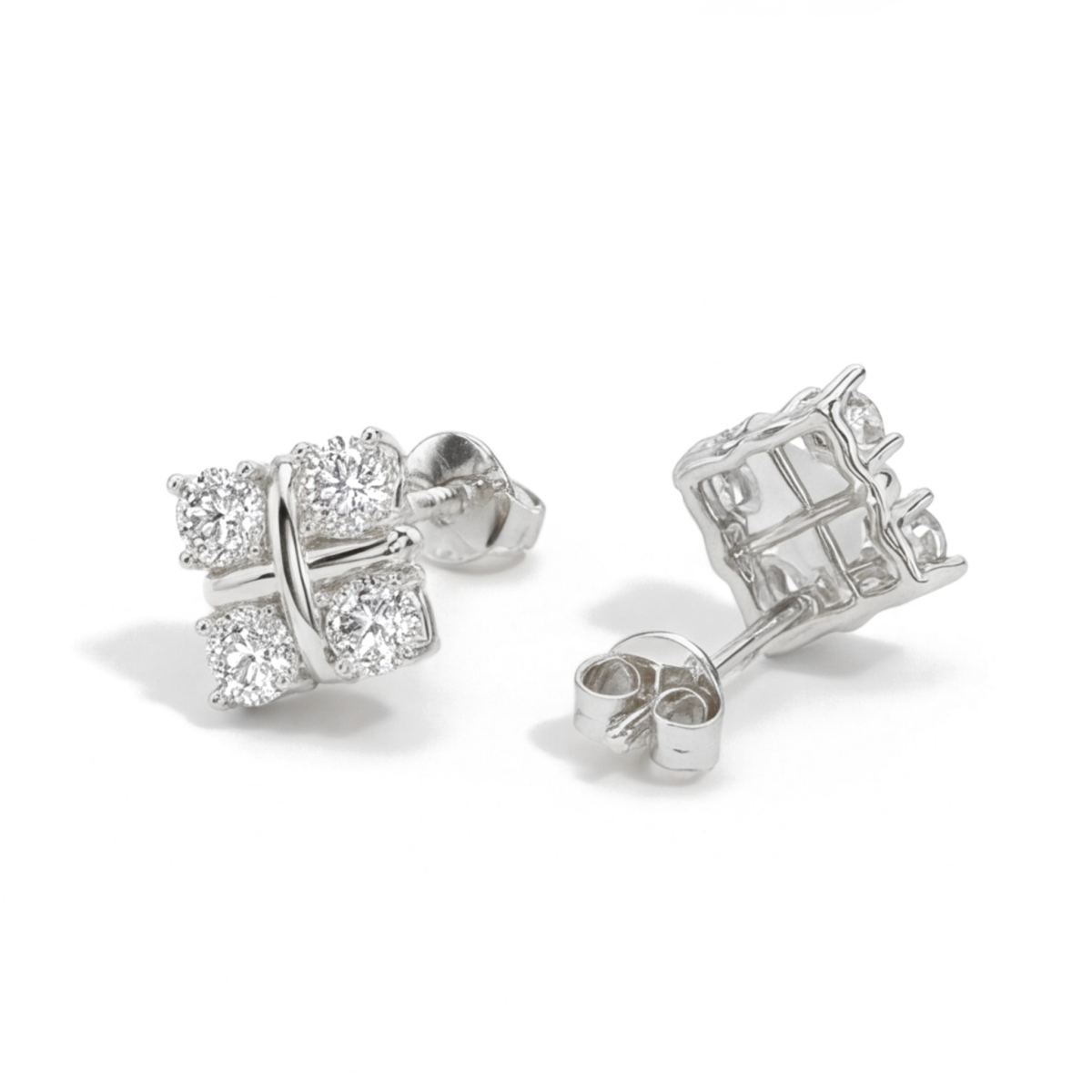 Moissanite Quadrants - Pendientes de botón de moissanita